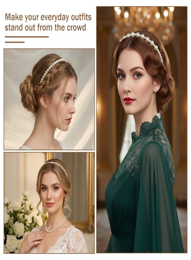 HaiFafafaing 5 Pcs Pearl Headband for Girls White Bridal Pearl Headbands With Pearls Hairbands Elegant Pearls Headpiece Elegant For Women Girls Wedding - Image 4